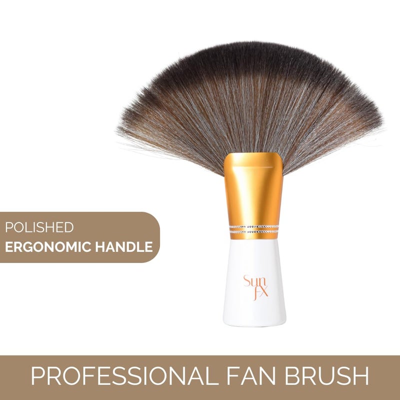 sunfx Finishing Powder Brush | Large Professional Fan Brush for Salon Use | Perfect For Spray Tan Powder | White - Image 2